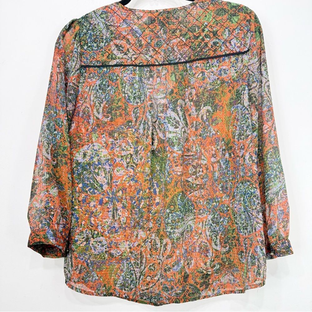 Anthropologie NIYA Edme & Esyllte Paisley Medallion Semi Sheer Peasant Blouse - Picture 11 of 16